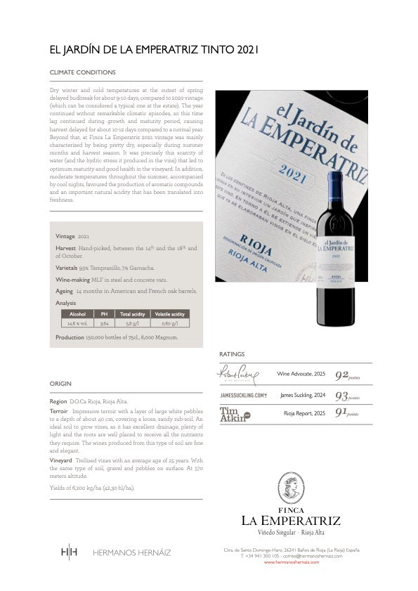 Viñedos Hermanos Hernáiz Finca La Emperatriz Finca La Emperatriz Crianza 2021